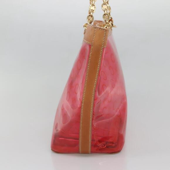 CELINE Chain C Macadam Canvas Tote Bag Vinyl Red Gold - Picture 5 of 13